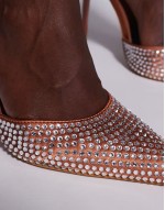 Simmi London Thia embellished detail high heeled mule in chocolate