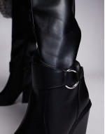 Simmi London Wide Fit Dru Over the Knee Western Boot in Black