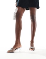 knot front slingback heel in silver