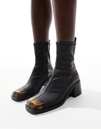 Ranger smart mid-heel boots in brown burnish