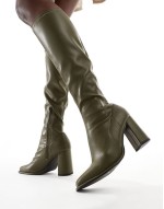 Paige knee high sock boot in olive