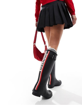 s original tall tri colour logo wellington boot in black