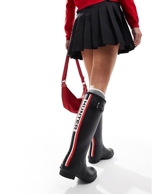 s original tall tri colour logo wellington boot in black