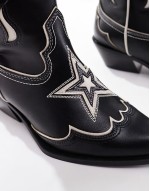 pattern western boot in black and ecru