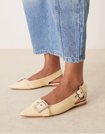 Wide Fit Legion buckle ballet in yellow